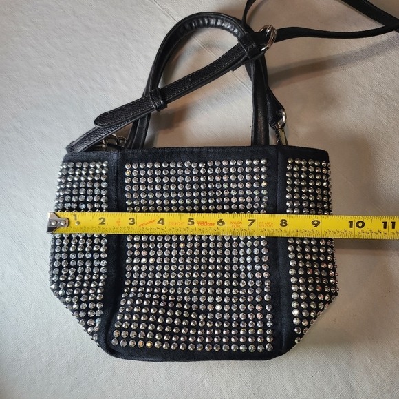 Rhinestone Studded FAUX Suede Mini Bag with Crossbody Strap, GUC - Picture 11 of 16